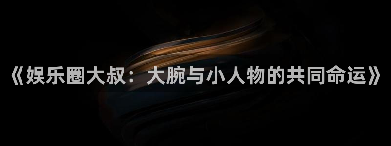 彩虹多多4代理：《娱乐圈大叔：大腕与小人物的共同命运》